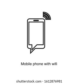 Mobile phone with wifi icon vector on white background. Black icon illustration