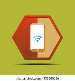 Mobile phone with wifi icon vector illustration