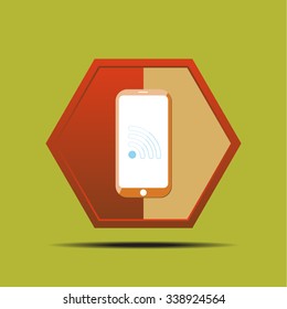 Mobile phone with wifi icon vector illustration