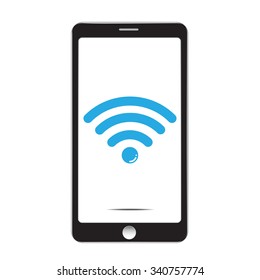Mobile phone with wifi icon vector illustration