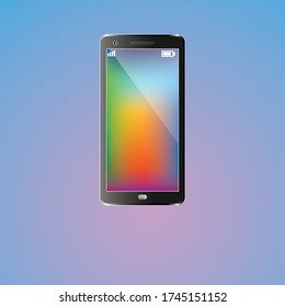 Mobile phone wireless communication technology and mobility business office concept: touchscreen smartphone with colorful application interface with icons and buttons isolated.