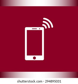 Mobile phone with wireless sign icon, vector illustration. Flat design style