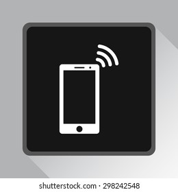 Mobile phone with wireless sign icon, vector illustration. Flat design style