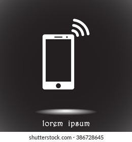Mobile phone with wireless sign icon, vector illustration. Flat design style