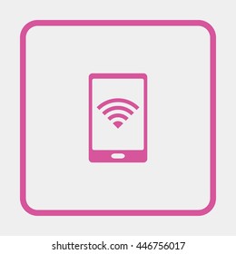 Mobile phone with wireless sign icon.