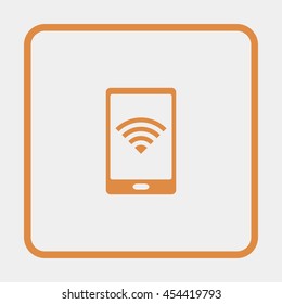 Mobile phone with wireless sign icon.