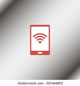 Mobile phone with wireless sign icon.