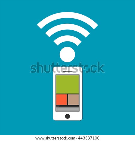 Mobile phone with wireless signal. Mobile technology.
