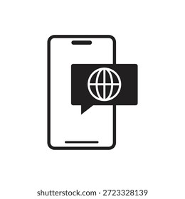 Icono negro sólido de Web ancho del teléfono móvil