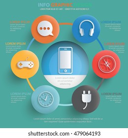 
Mobile phone,Media info graphic design on clean background,vector