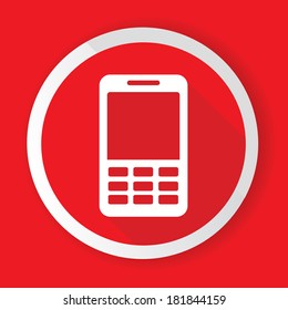 Mobile phone,Red button,vector