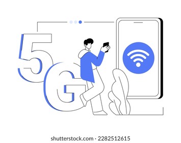 Mobile phones 5G network abstract concept vector illustration. Mobile phone communication, modern smartphone, 5G technology, fast internet connection, network coverage provider abstract metaphor.