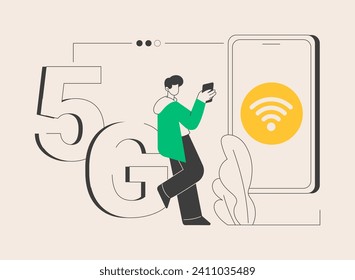 Mobile phones 5G network abstract concept vector illustration. Mobile phone communication, modern smartphone, 5G technology, fast internet connection, network coverage provider abstract metaphor.