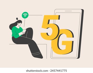 Mobile phones 5G network abstract concept vector illustration. Mobile phone communication, modern smartphone, 5G technology, fast internet connection, network coverage provider abstract metaphor.