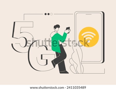 Mobile phones 5G network abstract concept vector illustration. Mobile phone communication, modern smartphone, 5G technology, fast internet connection, network coverage provider abstract metaphor.