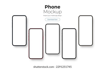 Mobile Phones With Blank Screens. Mockup for Mobile App Design With Space for Text. Vector Illustration