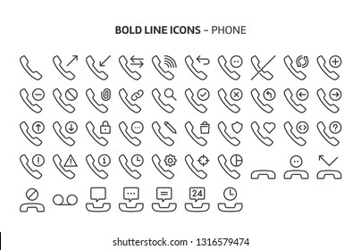 Mobile phones, bold line icons. The illustrations are a vector, editable stroke, 48x48 pixel perfect files. Crafted with precision and eye for quality.