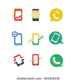 Mobile Phones Communication Gadget Icon Vector Set