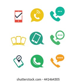 Mobile Phones Communication Gadget Icon Vector Set