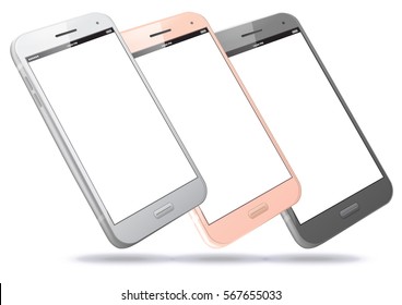 Mobile Phones with different colors vector illustration