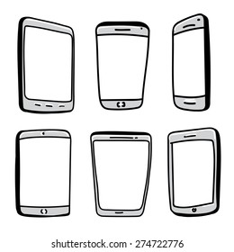 Mobile Phones and Digital Tablets. / Hand Drawn.