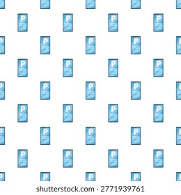 Mobile phones displaying a parking application are arranged in a seamless pattern