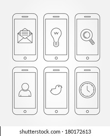 mobile phones with icons