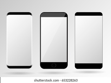 mobile phones mockup blank screen set  smartphone template vector frameless 