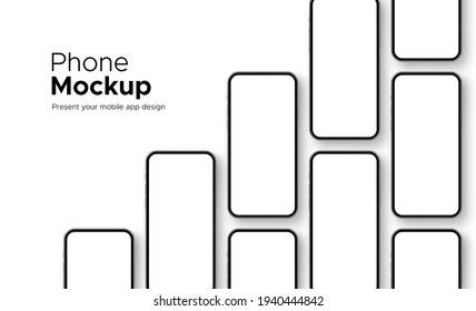 Mobile Phones Mockups with Blank Screens Isolated on White Background. Showing Your App Design. Vector Illustration