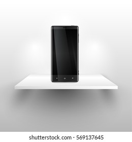 A mobile phones on a shelf, realistic vector illustration