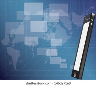 Mobile phones technology business concept, Creative network information process diagram, Vector illustration modern template design