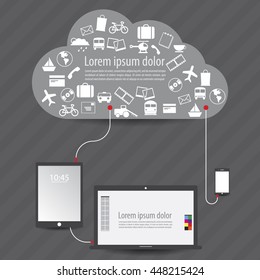 Mobile phones technology business concept, Creative network information process diagram, Vector illustration modern template design