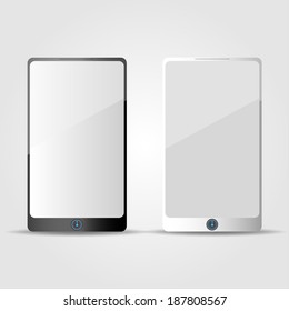 mobile phones, white and black. vector illustration 
