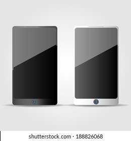 mobile phones, white and black. vector illustration