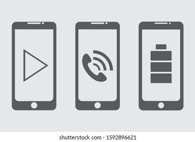 Mobile phones.Vector icons.Isolated elements on a gray background.