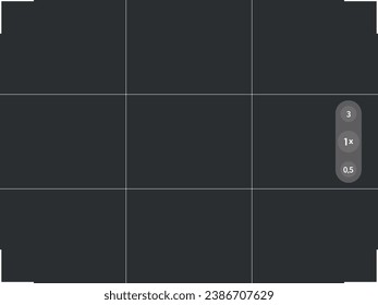 Mobile photo camera frame viewfinder grid template. Vector illustration at black background.