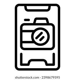 Mobile photo camera icon outline vector. Shooting smartphone option. Capturing camera phone.