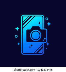 Mobile photo, camera and a phone, vector