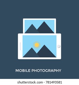 Mobile photography flat design vector illustration