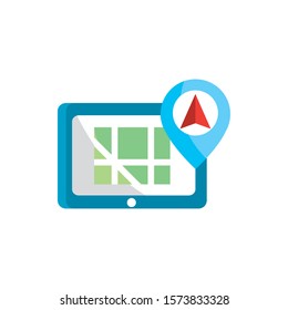 mobile pin arrow gps map and navigation vector illustration