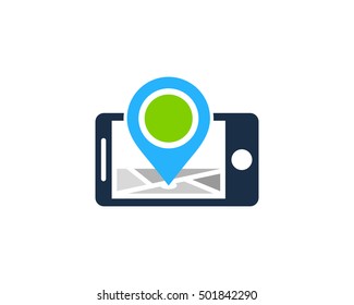 Mobile Pin Point Map Logo Design Template