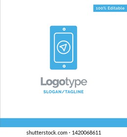 Mobile, Pin, Rainy Blue Solid Logo Template. Place for Tagline