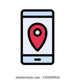 mobile pin vector flat color icon 