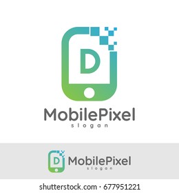 mobile pixel initial Letter D Logo design