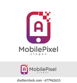 mobile pixel initial Letter A Logo design