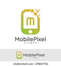 mobile pixel initial Letter M Logo design