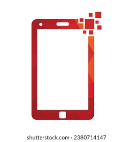 Mobile pixel logo design vector illustration. Pixel mobile logo template icon.