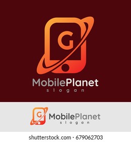 mobile planet initial Letter G Logo design