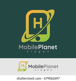 mobile planet initial Letter H Logo design