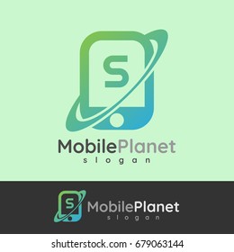 mobile planet initial Letter S Logo design